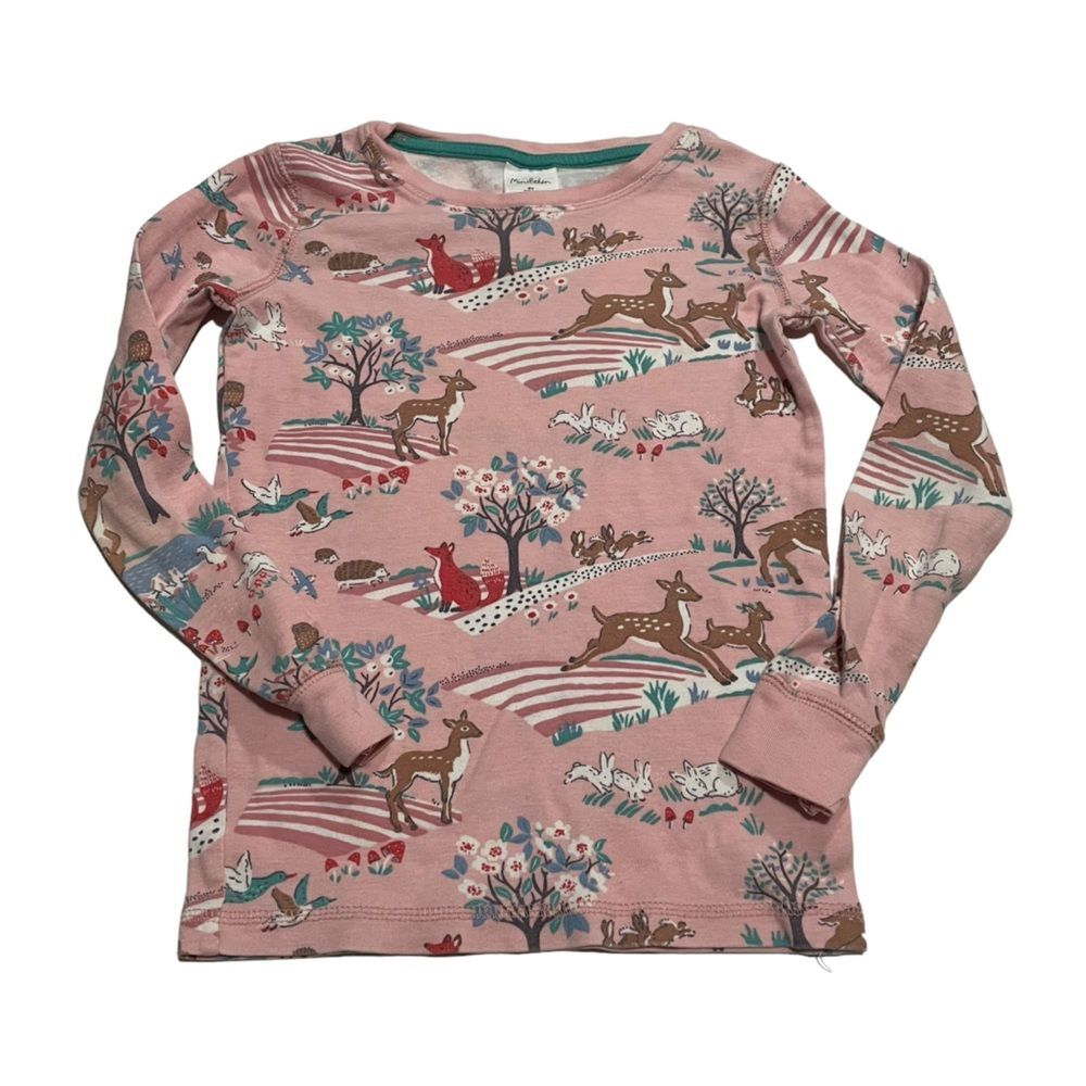 Mini Boden Pink Novelty Printed Fox Long Sleeve Pajama Top